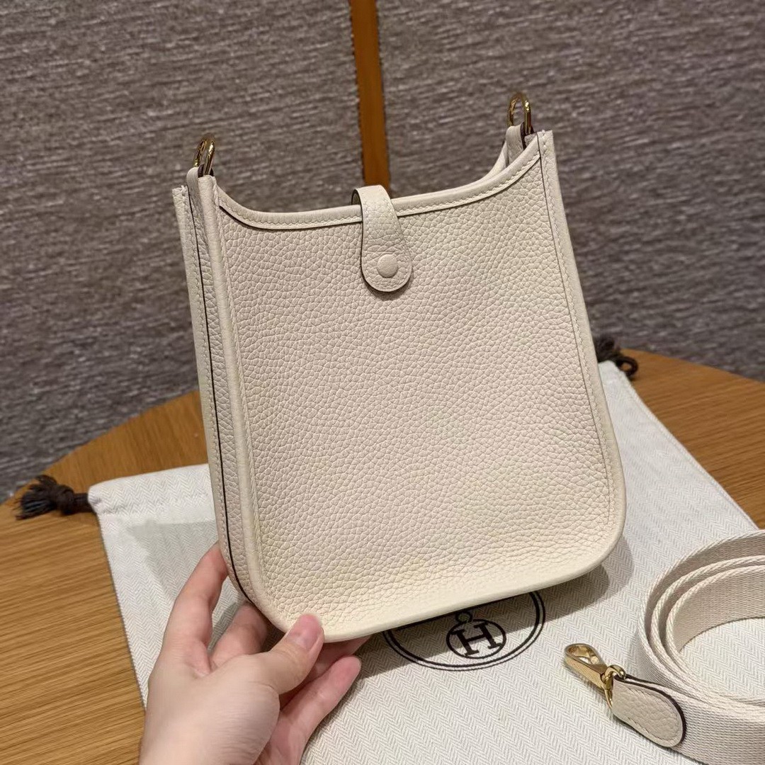 Hermes Evelyne 16 CM Bag Handmade In Taurillon Clemence Leather Gold Hardware l2 Nata - Image 2