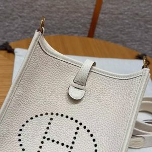 Hermes Evelyne 16 CM Bag Handmade In Taurillon Clemence Leather Gold Hardware l2 Nata - Image 11