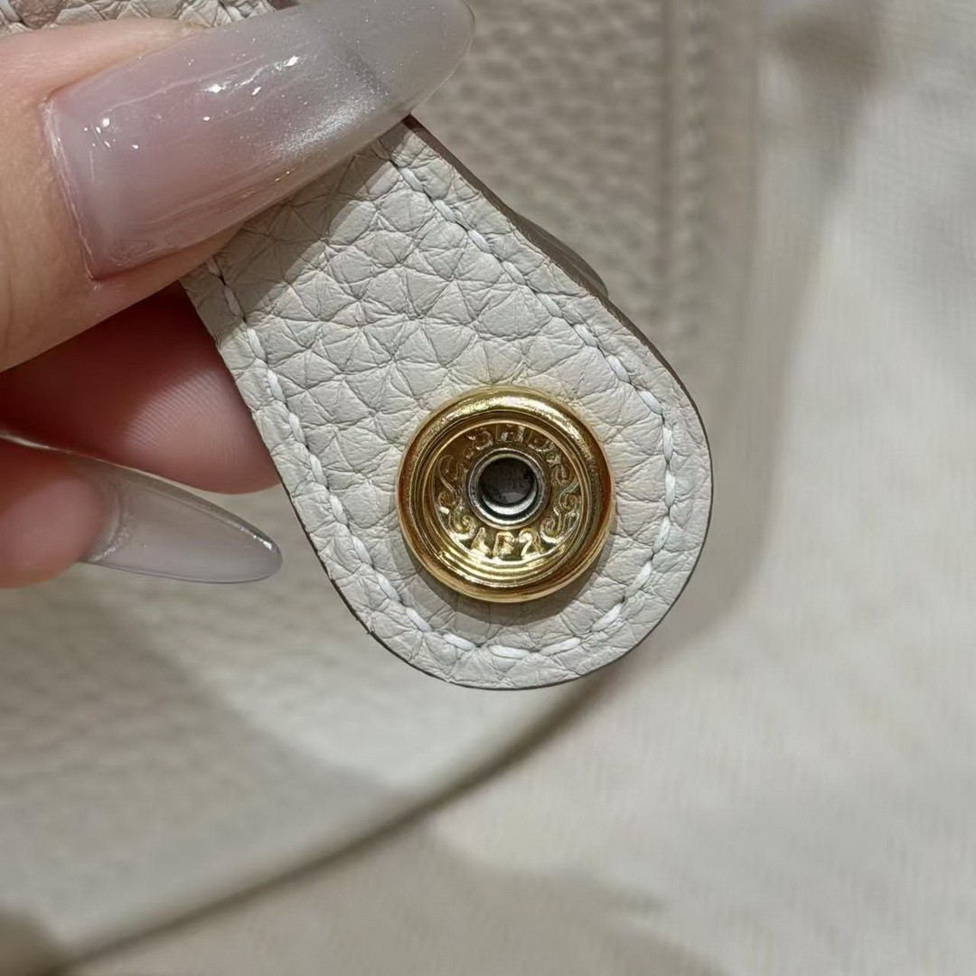 Hermes Evelyne 23 CM Bag Handmade In Taurillon Clemence Leather Gold Hardware 10 Craie - Image 17