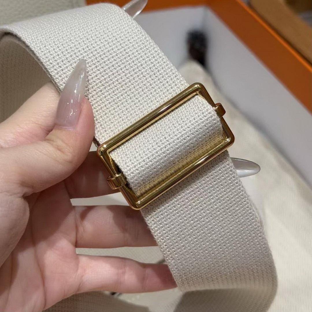 Hermes Evelyne 23 CM Bag Handmade In Taurillon Clemence Leather Gold Hardware 10 Craie - Image 11