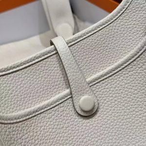 Hermes Evelyne 23 CM Bag Handmade In Taurillon Clemence Leather Silver Hardware 10 Craie - Image 6
