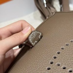 Hermes Evelyne 23 CM Bag Handmade In Taurillon Clemence Leather Silver Hardware 18 Etoupe - Image 10