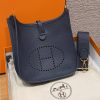 Hermes Evelyne 23 CM Bag Handmade In Taurillon Clemence Leather Gold Hardware 2Z Blue Niut