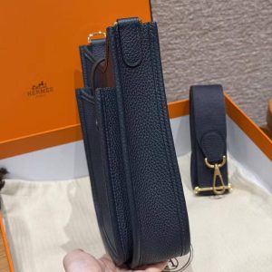 Hermes Evelyne 23 CM Bag Handmade In Taurillon Clemence Leather Gold Hardware 2Z Blue Niut - Image 15