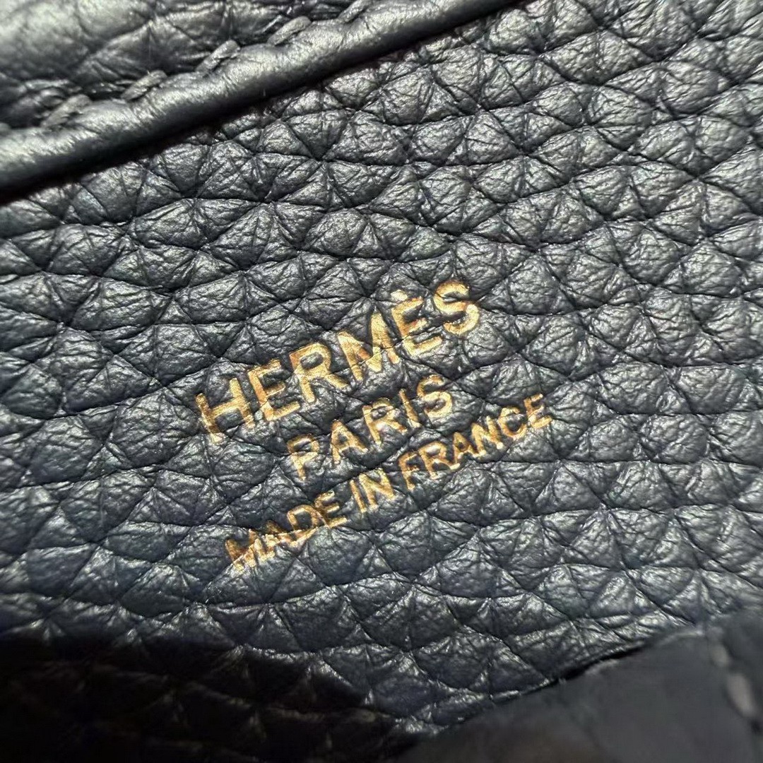 Hermes Evelyne 23 CM Bag Handmade In Taurillon Clemence Leather Gold Hardware 2Z Blue Niut - Image 10