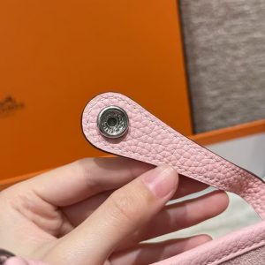 Hermes Evelyne 23 CM Bag Handmade In Taurillon Clemence Leather Silver Hardware 3q Rose Sakura - Image 5