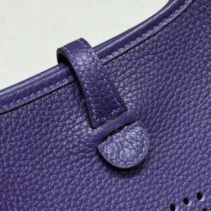 Hermes Evelyne 16 CM Bag Handmade In Taurillon Clemence Leather Silver Hardware 3w Prunoir - Image 10