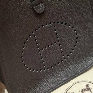 Hermes Evelyne 23 CM Bag Handmade In Taurillon Clemence Leather Gold Hardware 46 Ebene - Image 14