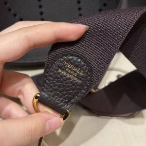 Hermes Evelyne 23 CM Bag Handmade In Taurillon Clemence Leather Gold Hardware 46 Ebene - Image 4