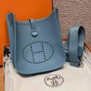 Hermes Evelyne 23 CM Bag Handmade In Taurillon Clemence Leather Silver Hardware 75 Blue Jean