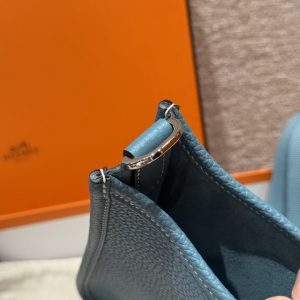 Hermes Evelyne 23 CM Bag Handmade In Taurillon Clemence Leather Silver Hardware 75 Blue Jean - Image 7