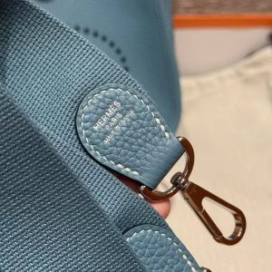 Hermes Evelyne 23 CM Bag Handmade In Taurillon Clemence Leather Silver Hardware 75 Blue Jean - Image 3