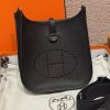 Hermes Evelyne 23 CM Bag Handmade In Taurillon Clemence Leather Silver Hardware 89 Noir