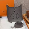 Hermes Evelyne 23 CM Bag Handmade In Taurillon Clemence Leather Silver Hardware 8F Etain