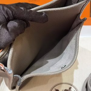 Hermes Evelyne 23 CM Bag Handmade In Taurillon Clemence Leather Silver Hardware 8F Etain - Image 7