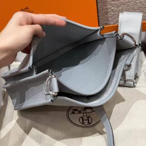 Hermes Evelyne 23 CM Bag Handmade In Taurillon Clemence Leather Silver Hardware P0 Girs Pantin - Image 14