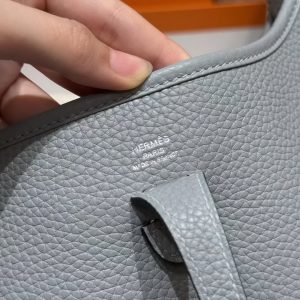 Hermes Evelyne 23 CM Bag Handmade In Taurillon Clemence Leather Silver Hardware P0 Girs Pantin - Image 13