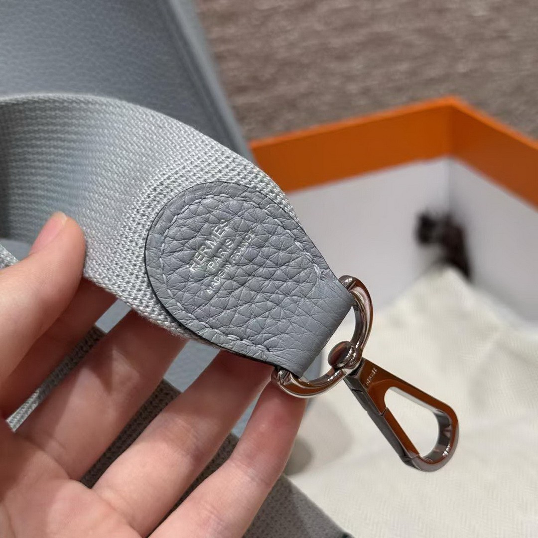 Hermes Evelyne 23 CM Bag Handmade In Taurillon Clemence Leather Silver Hardware P0 Girs Pantin - Image 3