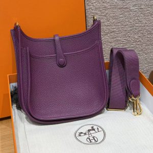 Hermes Evelyne 23 CM Bag Handmade In Taurillon Clemence Leather Gold Hardware P9 Anemone - Image 2