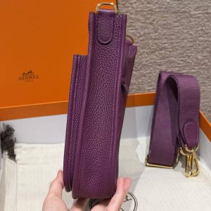 Hermes Evelyne 23 CM Bag Handmade In Taurillon Clemence Leather Gold Hardware P9 Anemone - Image 16