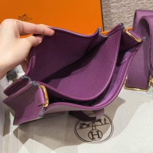 Hermes Evelyne 23 CM Bag Handmade In Taurillon Clemence Leather Gold Hardware P9 Anemone - Image 12