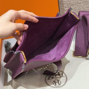 Hermes Evelyne 23 CM Bag Handmade In Taurillon Clemence Leather Gold Hardware P9 Anemone - Image 11