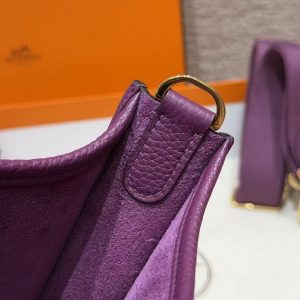 Hermes Evelyne 23 CM Bag Handmade In Taurillon Clemence Leather Gold Hardware P9 Anemone - Image 6