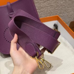 Hermes Evelyne 23 CM Bag Handmade In Taurillon Clemence Leather Gold Hardware P9 Anemone - Image 4