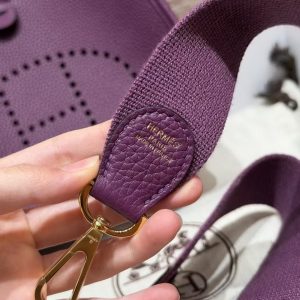 Hermes Evelyne 23 CM Bag Handmade In Taurillon Clemence Leather Gold Hardware P9 Anemone - Image 3