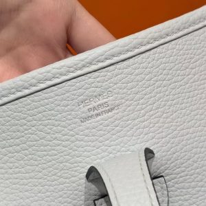 Hermes Evelyne 29 CM Bag Handmade In Taurillon Clemence Leather Silver Hardware 08 Blue Pale - Image 11