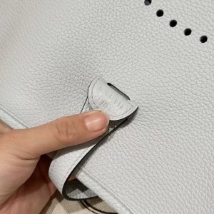 Hermes Evelyne 29 CM Bag Handmade In Taurillon Clemence Leather Silver Hardware 08 Blue Pale - Image 10