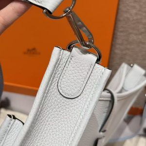 Hermes Evelyne 29 CM Bag Handmade In Taurillon Clemence Leather Silver Hardware 08 Blue Pale - Image 7