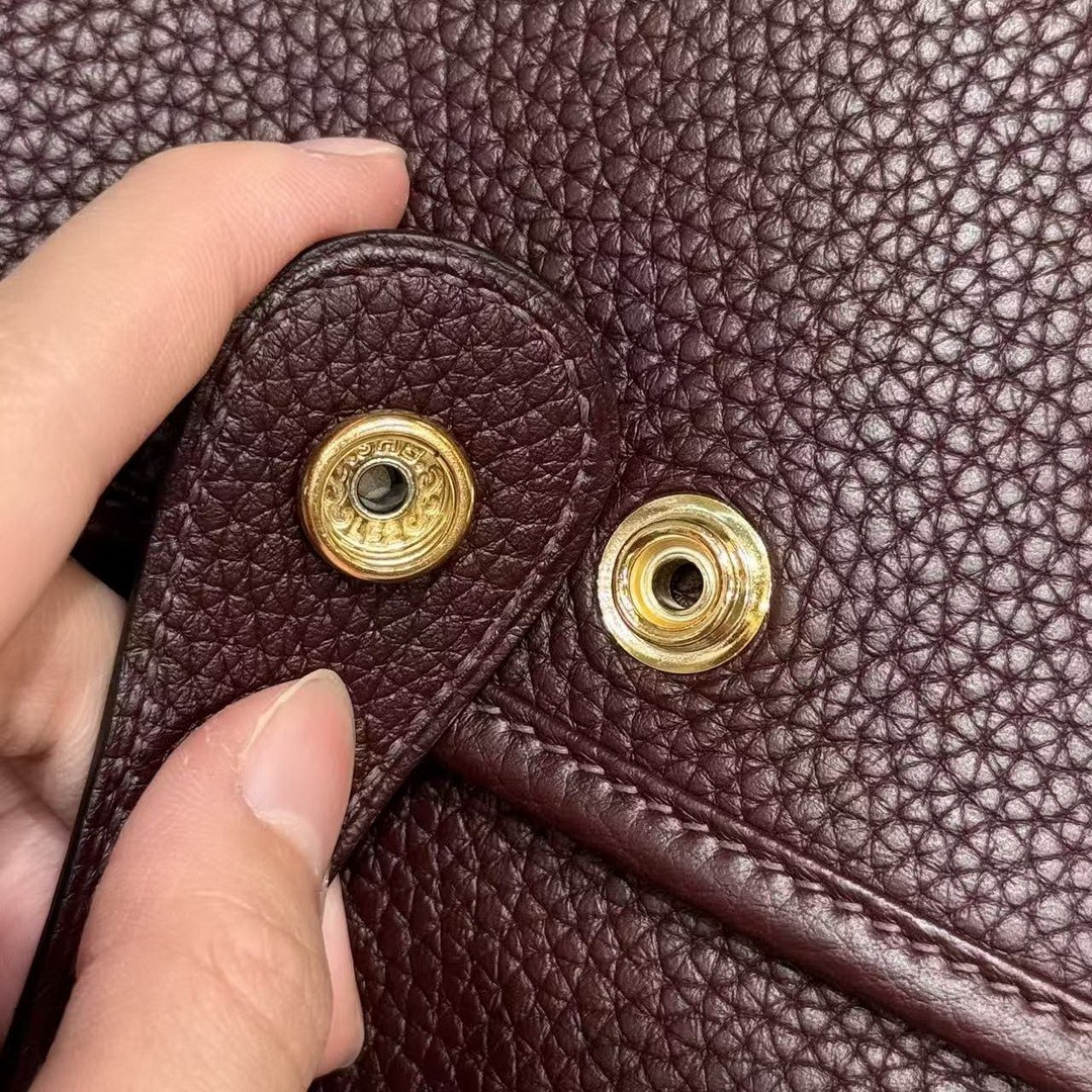 Hermes Evelyne 29 CM Bag Handmade In Taurillon Clemence Leather Gold Hardware 0G Rouge Seller - Image 11