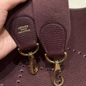 Hermes Evelyne 29 CM Bag Handmade In Taurillon Clemence Leather Gold Hardware 0G Rouge Seller - Image 7
