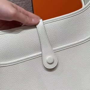 Hermes Evelyne 29 CM Bag Handmade In Taurillon Clemence Leather Silver Hardware 0T Mushroom - Image 10