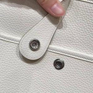 Hermes Evelyne 29 CM Bag Handmade In Taurillon Clemence Leather Silver Hardware 0T Mushroom - Image 9