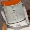 Hermes Evelyne 29 CM Bag Handmade In Taurillon Clemence Leather Silver Hardware 0W Gris Neve