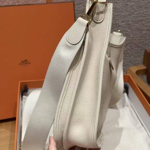 Hermes Evelyne 29 CM Bag Handmade In Taurillon Clemence Leather Gold Hardware 10 Craie - Image 14