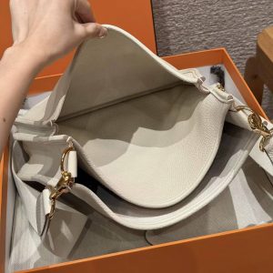 Hermes Evelyne 29 CM Bag Handmade In Taurillon Clemence Leather Gold Hardware 10 Craie - Image 12