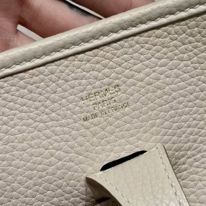 Hermes Evelyne 29 CM Bag Handmade In Taurillon Clemence Leather Gold Hardware 10 Craie - Image 11