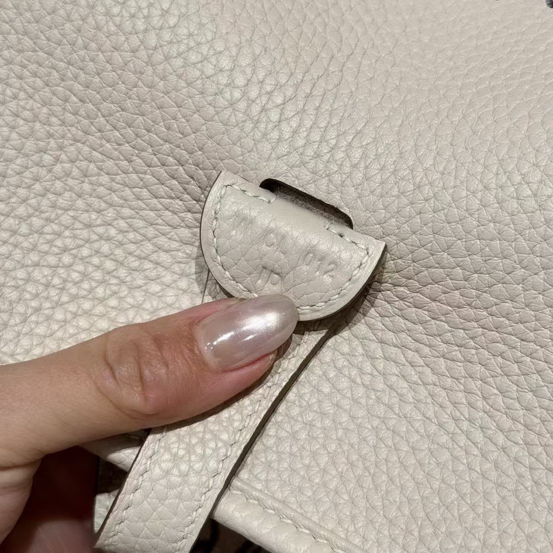 Hermes Evelyne 29 CM Bag Handmade In Taurillon Clemence Leather Gold Hardware 10 Craie - Image 10