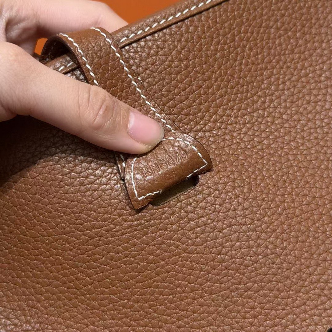 Hermes Evelyne 29 CM Bag Handmade In Taurillon Clemence Leather Silver Hardware 37 Gold - Image 11
