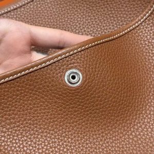Hermes Evelyne 29 CM Bag Handmade In Taurillon Clemence Leather Silver Hardware 37 Gold - Image 5