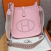 Hermes Evelyne 29 CM Bag Handmade In Taurillon Clemence Leather Silver Hardware 3Q Rose Sakura