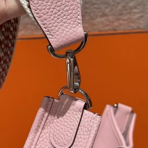 Hermes Evelyne 29 CM Bag Handmade In Taurillon Clemence Leather Silver Hardware 3Q Rose Sakura - Image 9