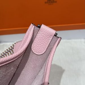 Hermes Evelyne 29 CM Bag Handmade In Taurillon Clemence Leather Silver Hardware 3Q Rose Sakura - Image 8