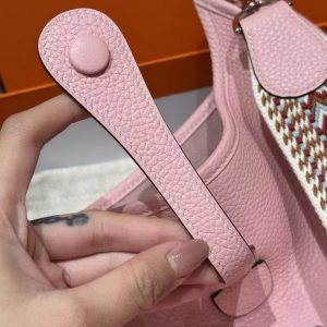 Hermes Evelyne 29 CM Bag Handmade In Taurillon Clemence Leather Silver Hardware 3Q Rose Sakura - Image 7