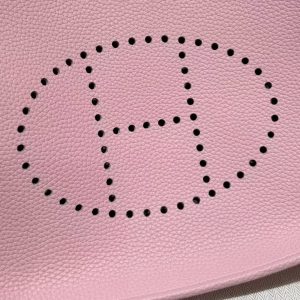Hermes Evelyne 29 CM Bag Handmade In Taurillon Clemence Leather Silver Hardware 3Q Rose Sakura - Image 6