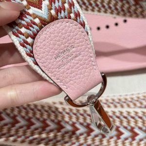 Hermes Evelyne 29 CM Bag Handmade In Taurillon Clemence Leather Silver Hardware 3Q Rose Sakura - Image 3