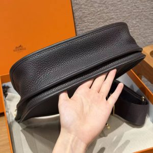 Hermes Evelyne 29 CM Bag Handmade In Taurillon Clemence Leather Gold Hardware 46 Ebene - Image 15
